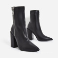 Ankle boots shoes women shoe covers booties winter boots for women black genuine leather chunky heel ankle boots